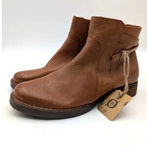 Børn Carney Block Heel Ankle Bootie Side Zip Women's Brown Size US8.5M EU39